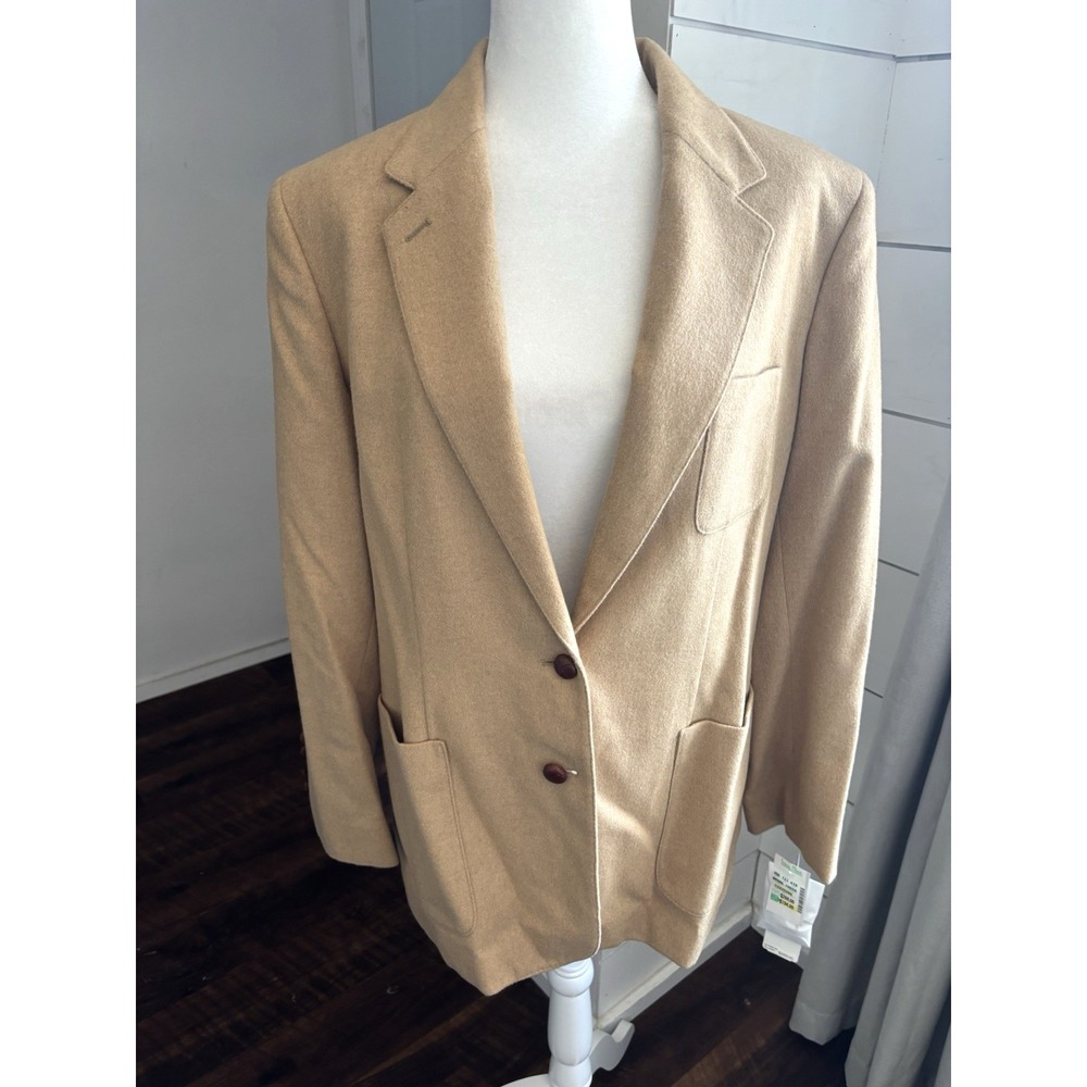 Lauren Ralph Lauren Tan Wool-Blend Single-Breasted Blazer